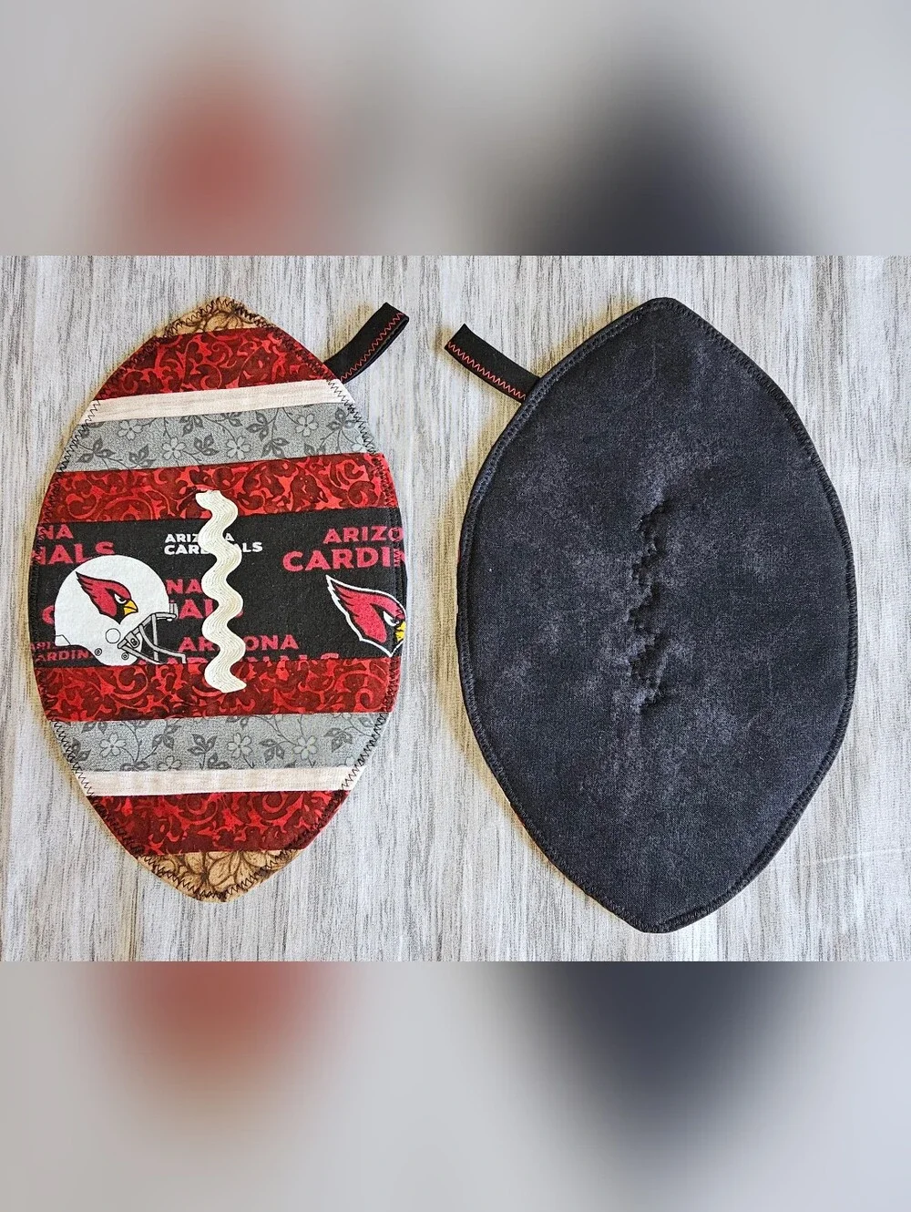 Homemade Arizona Cardinals Red & Black Oven Mitts / Pot Holders